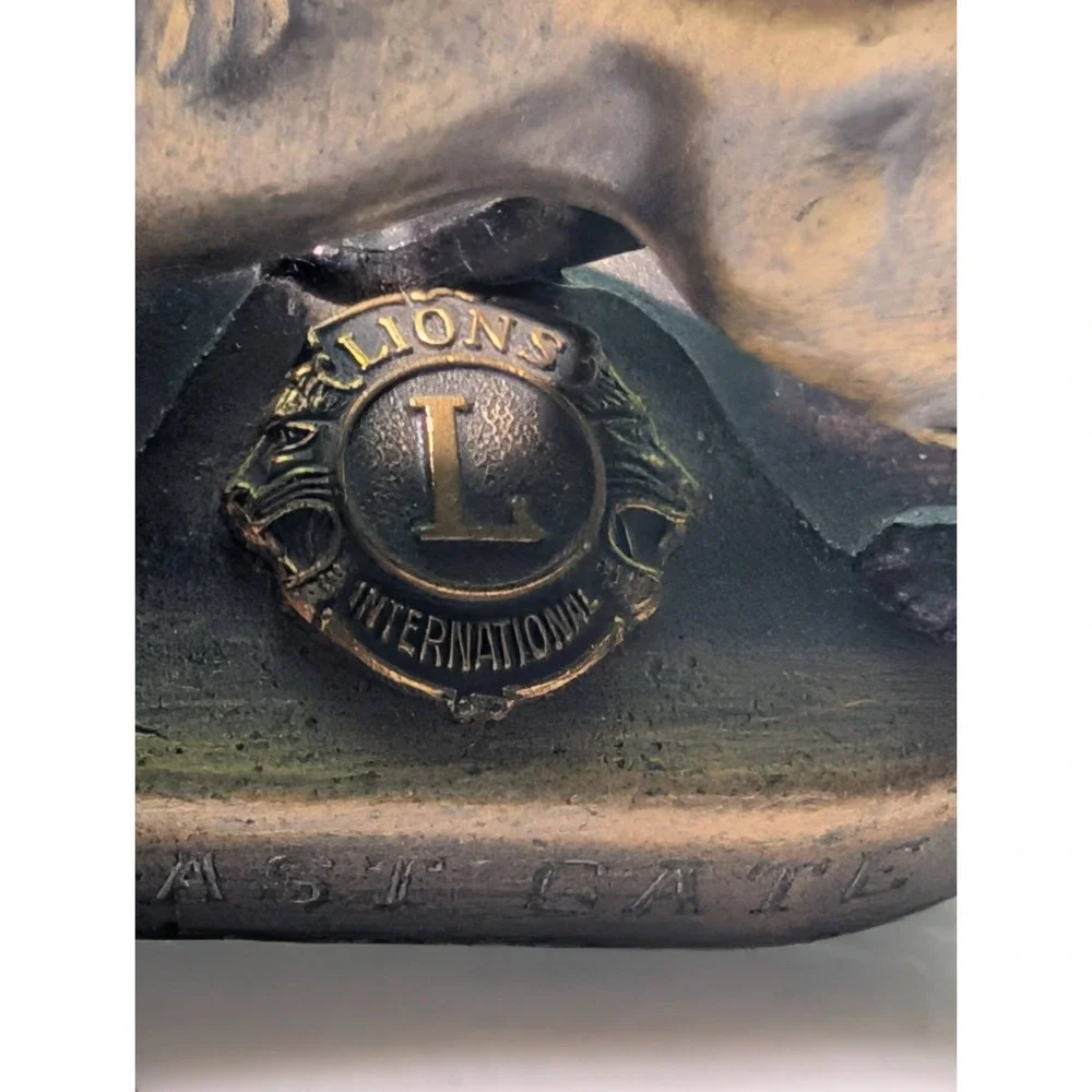 Lions Club International Brass Lion Figurine Vintage
